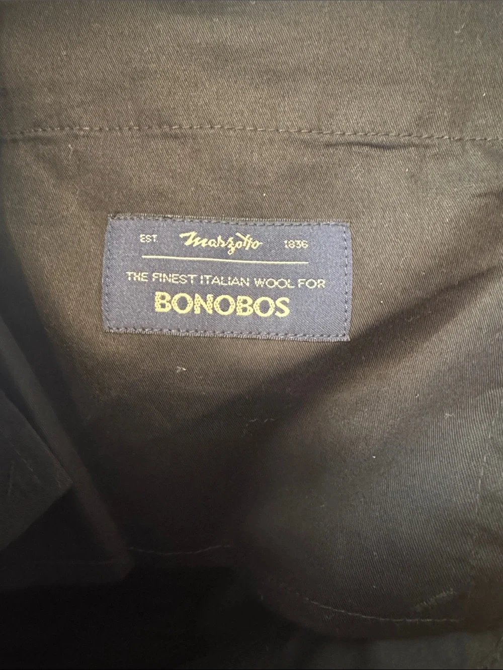 BONOBOS Jetsetter Slim Fit Stretch Italian Wool Suit 38S / 31 Dark Charcoal Gray